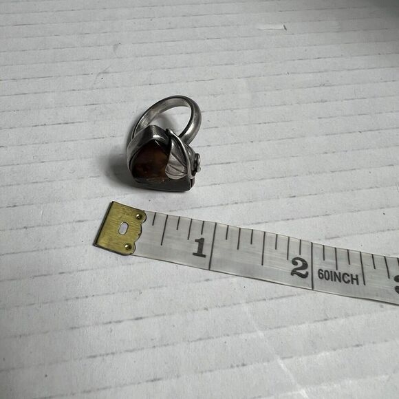 925 Solid Sterling Baltic Amber Large Designer Ring Size 8 Handmade Tested Bonus - Picture 15 of 15
